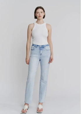 Super High Raw Hem Ankle Straight by Mica Denim