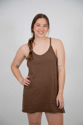 Knit Dress with Built-in-Shorts | Coffee