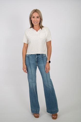 High Rise Wide Sculpt Flare with Pintucks Jean by Hidden Jeans
