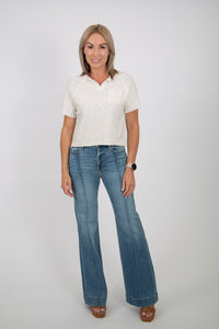 High Rise Wide Sculpt Flare with Pintucks Jean by Hidden Jeans