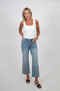 High Rise Wide Raw Hem by Mica Denim