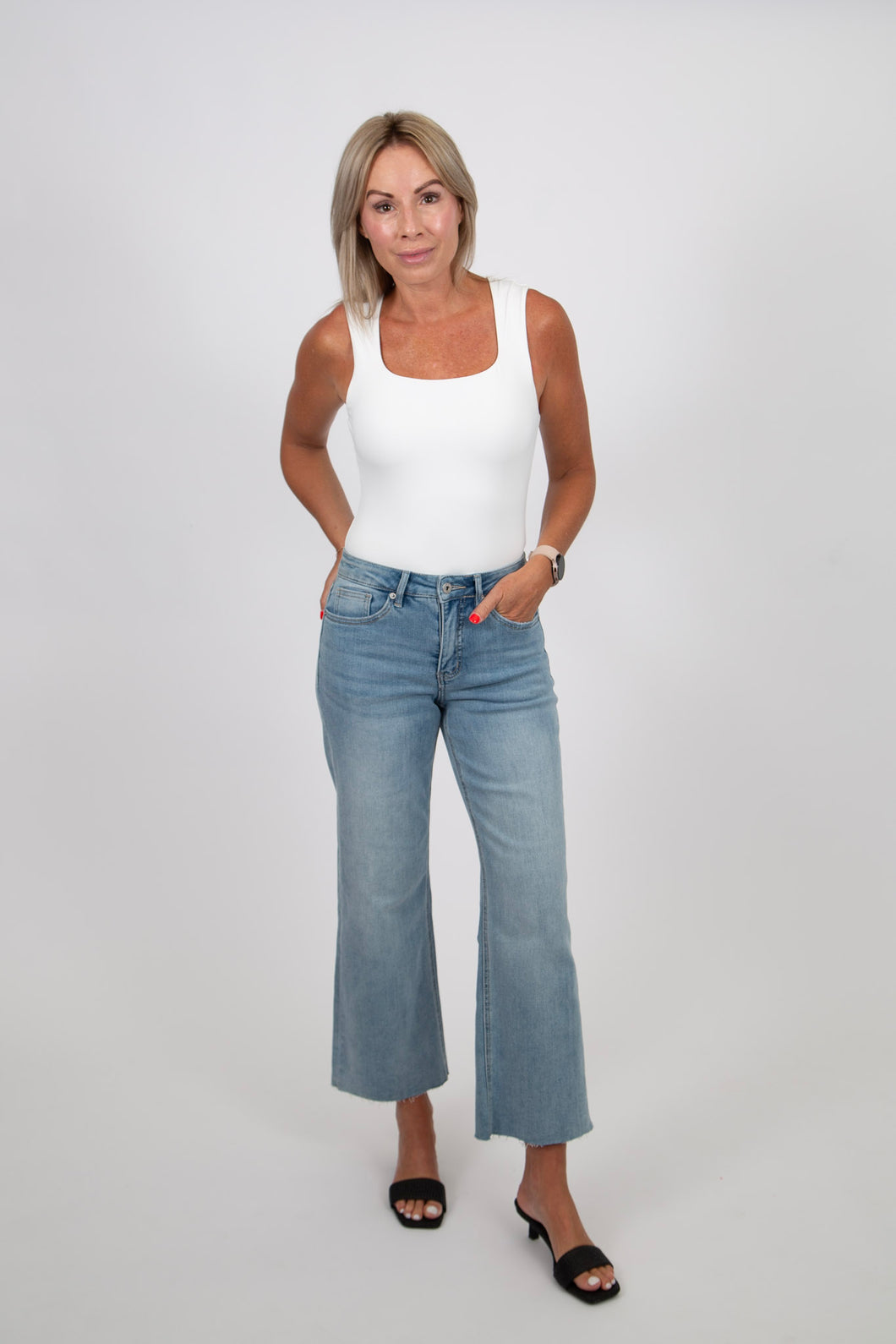 High Rise Wide Raw Hem by Mica Denim