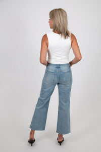 High Rise Wide Raw Hem by Mica Denim