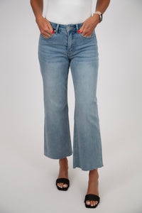High Rise Wide Raw Hem by Mica Denim