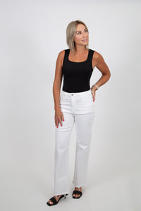 High Rise Wide Leg with Raw Hem by Mica Denim