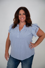 Load image into Gallery viewer, Curvy Striped Flutter Sleeve Top