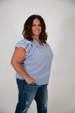 Load image into Gallery viewer, Curvy Striped Flutter Sleeve Top