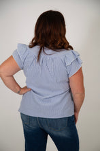 Load image into Gallery viewer, Curvy Striped Flutter Sleeve Top