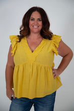 Load image into Gallery viewer, Curvy V-neck Ruffle Sleeve Top