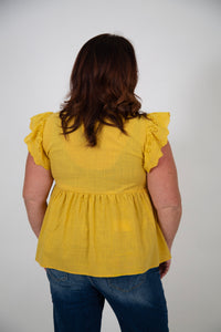 Curvy V-neck Ruffle Sleeve Top