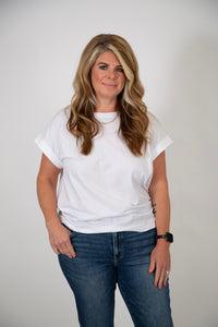 Curvy Rolled Sleeve T-shirt | White