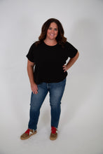 Load image into Gallery viewer, Curvy Rolled Sleeve T-shirt | Black