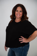 Load image into Gallery viewer, Curvy Rolled Sleeve T-shirt | Black