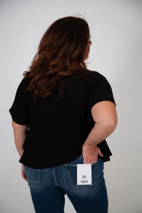 Curvy Rolled Sleeve T-shirt | Black