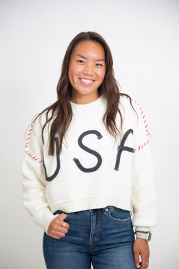 USA Rope Letter Sweater