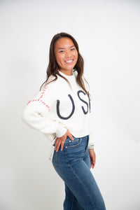 USA Rope Letter Sweater