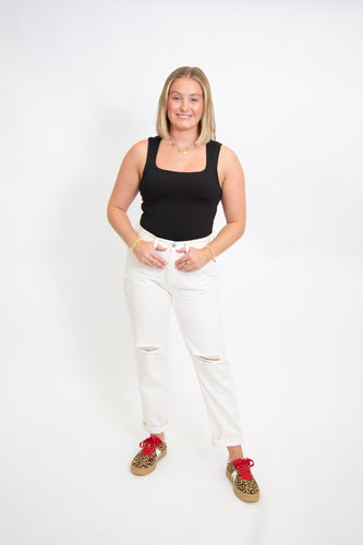 Straight Leg Distressed Jeans by Wishlist