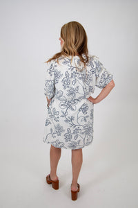 Curvy Floral Print Tie Waist Dress