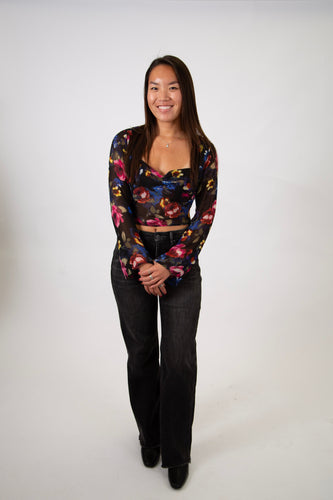 Drape Back Floral Top