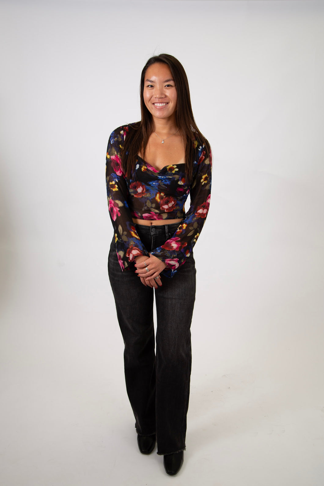 Drape Back Floral Top