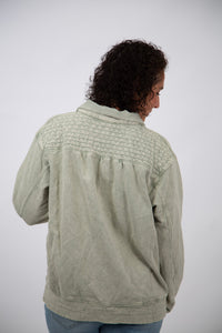 Quarter Button-up Pullover | Green