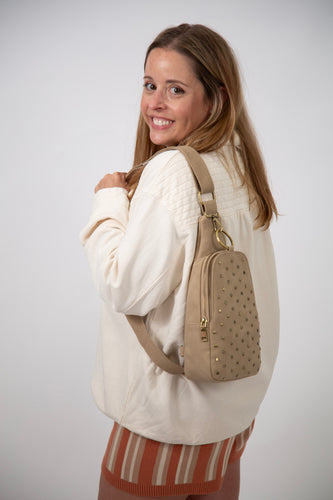 Regina Studded Sling Backpack | Natural
