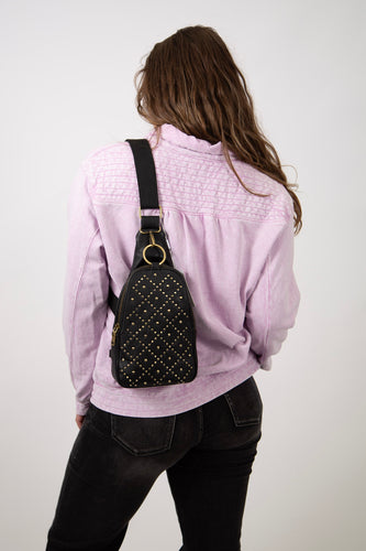 Regina Studded Sling Backpack | Black