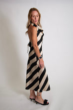 Load image into Gallery viewer, Striped Halter Satin Dress
