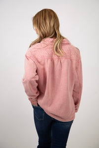 Quarter Button-up Pullover | Pink