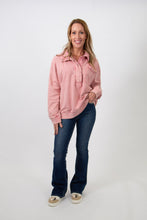 Load image into Gallery viewer, Quarter Button-up Pullover | Pink