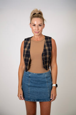 Fleece Plaid Button-Down Vest
