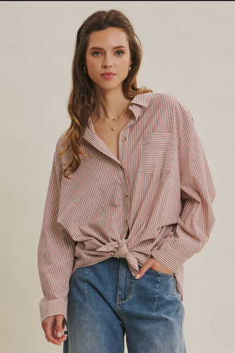 Pinstripe Oversized Shirt | Rosewood