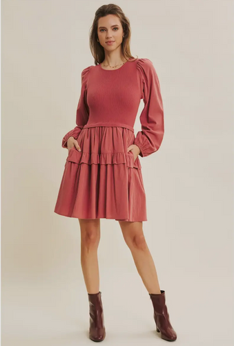 Contrast Sweater Vest and Tiered Dress