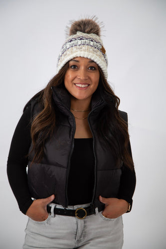 Patterned Pom Hat | Purple Multi