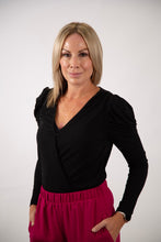 Load image into Gallery viewer, Wrap Puff Sleeve Glitter Bodysuit