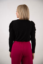 Load image into Gallery viewer, Wrap Puff Sleeve Glitter Bodysuit