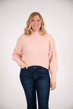 Load image into Gallery viewer, Brush Cable Knit Cropped Sweater (Blush Pink)