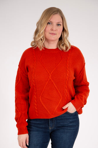 Cable Knit Cropped Sweater | Rust