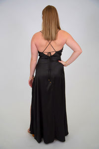 Drape Neck Dress | Black