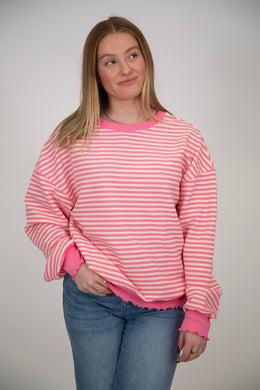 Striped Drop Shoulder Top | Pink