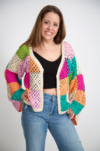Load image into Gallery viewer, Multi Color Crochet Open Cardigan