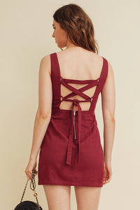 Lace-Up Back Mini Dress