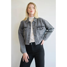 Load image into Gallery viewer, Cropped Denim Jacket with Elastic Band by Mica Denim