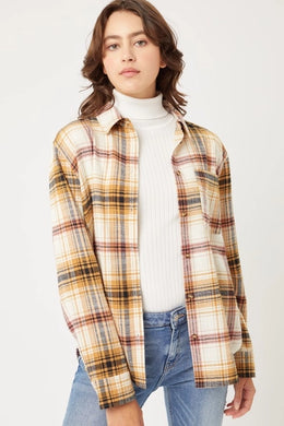 Plaid Flannel Shirt in Yellow
