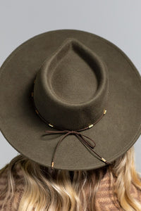 Suede Tie Panama Hat (Olive)