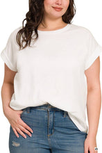 Load image into Gallery viewer, Curvy Rolled Sleeve T-shirt | White