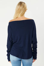 Load image into Gallery viewer, Dropped  Shoulder Thermal Top | Navy