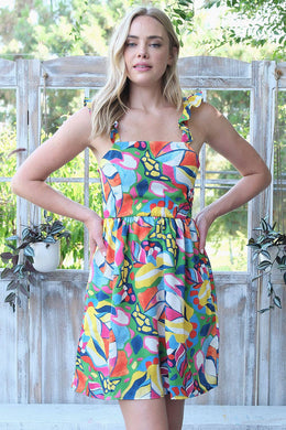 Ruffle Strap Printed Dress