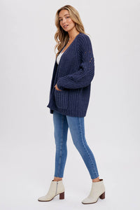 Pointelle Open Front Cardigan