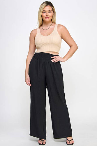 Curvy Smocked Wide Leg Pant